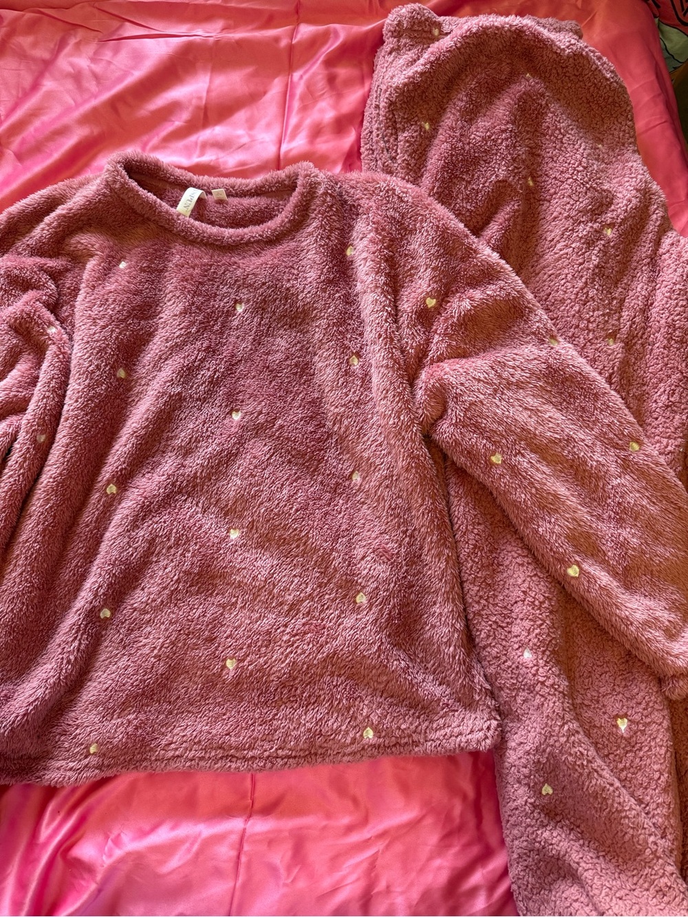 Cozy Pink Heart Sherpa Sweater Sleep Set